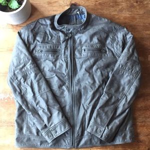 Calvin Klein Mens Grey Leather Jacket